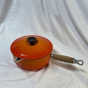 Vintage Le Creuset 20cm Saucepan in Flame Orange with Lid
